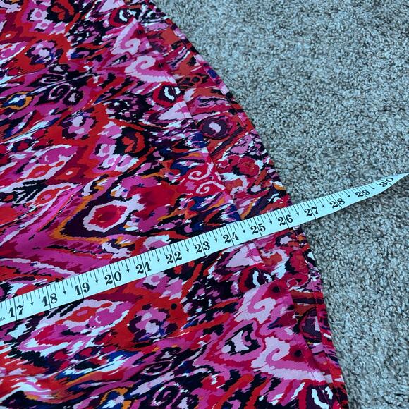 TCEC Fuchsia Printed Smocked Top Sz 1X Vibrant Career Office Colorful Pink - Picture 6 of 9